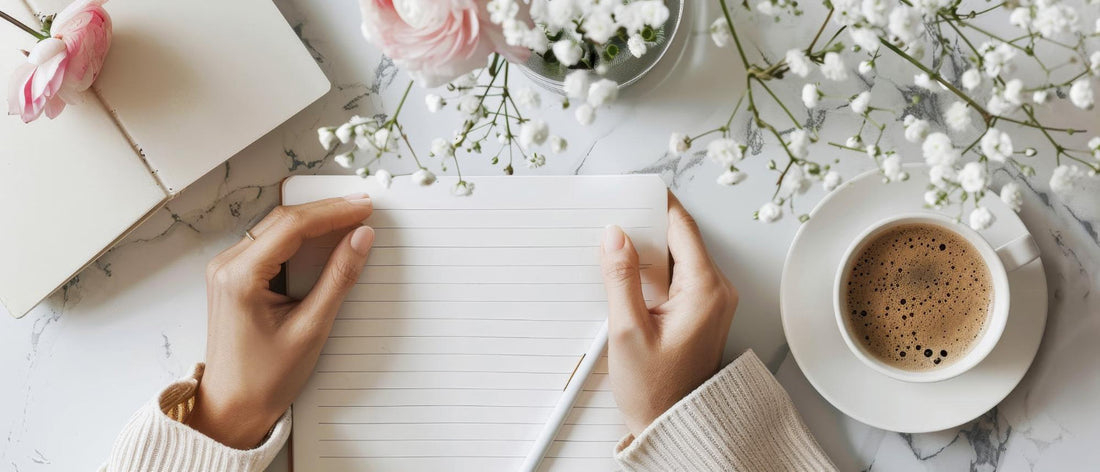 woman organizing her wedding using the moodbook "Ο γάμος μας"