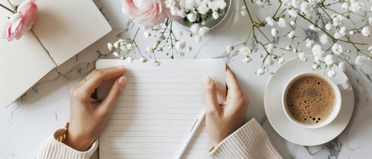 woman organizing her wedding using the moodbook "Ο γάμος μας"